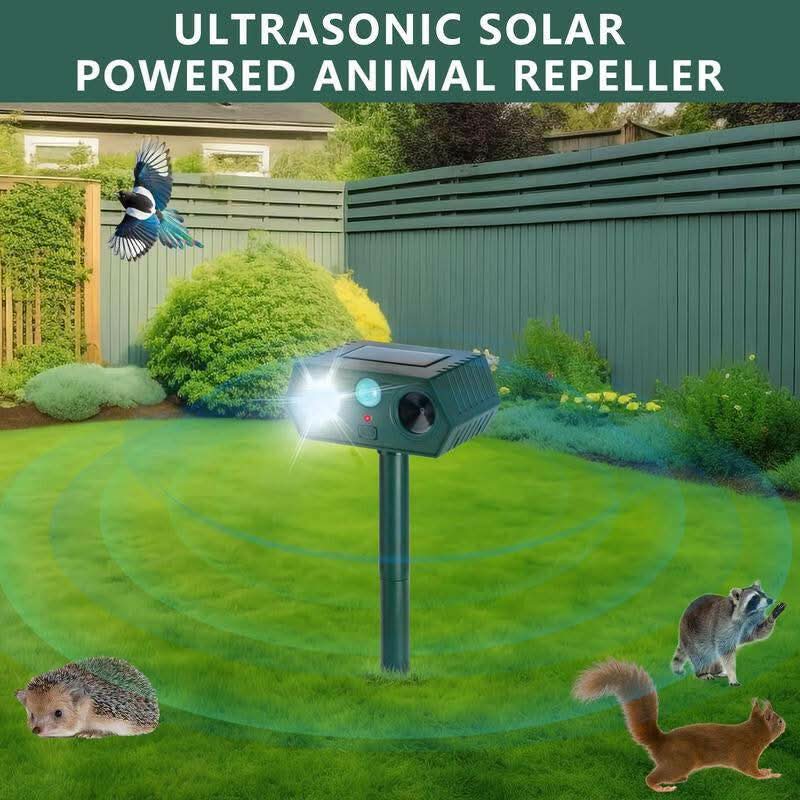 Solar-Powered Outdoor Animal Repeller and Mosquito Zapper with LED Flashlight - Electronic Pest Control for Yard, Lawn, and Farm