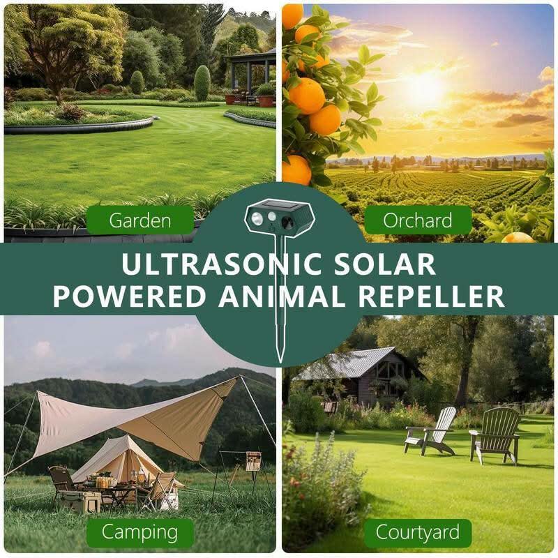Solar-Powered Outdoor Animal Repeller and Mosquito Zapper with LED Flashlight - Electronic Pest Control for Yard, Lawn, and Farm