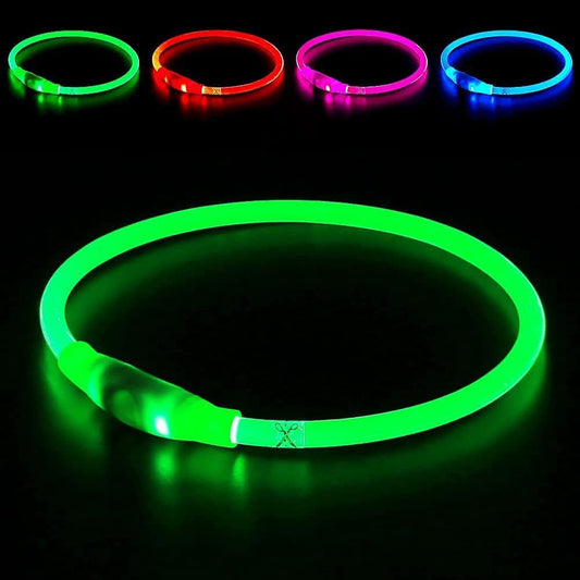 USB Rechargeable LED Dog Collar - Enhanced Night Visibility for Small, Medium, and Large Dogs (Green)