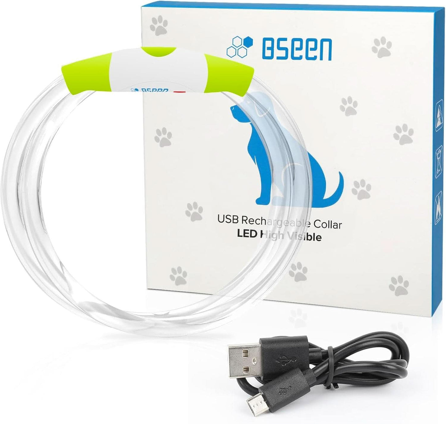USB Rechargeable LED Dog Collar - Enhanced Night Visibility for Small, Medium, and Large Dogs (Green)