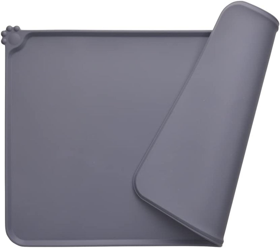 Non-Slip Silicone Pet Feeding Mat, Waterproof, Grey, 18.5" x 11.8