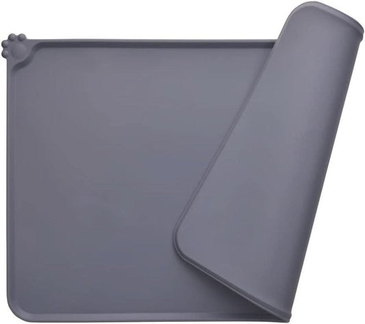 Non-Slip Silicone Pet Feeding Mat, Waterproof, Grey, 18.5" x 11.8