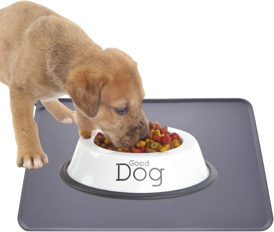 Non-Slip Silicone Pet Feeding Mat, Waterproof, Grey, 18.5" x 11.8