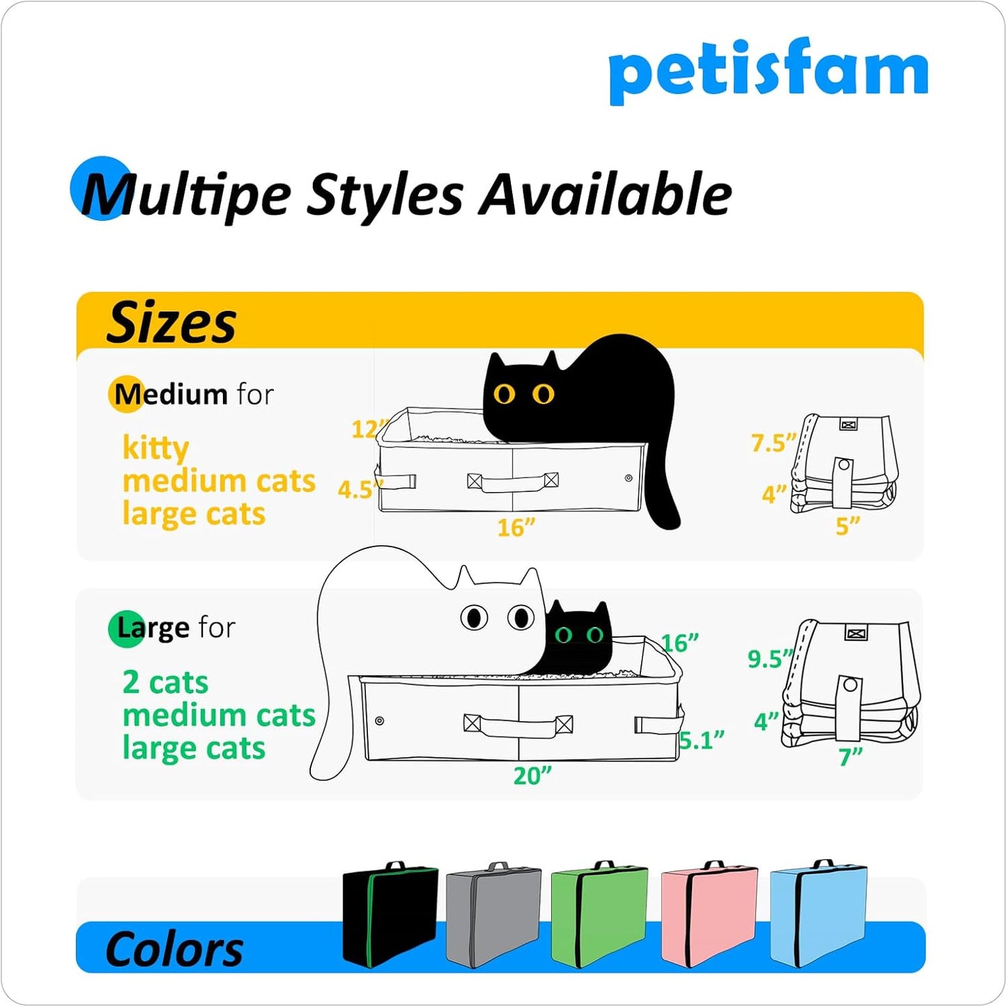 Portable Cat Travel Litter Box with Zippered Lid for Odor and Leak Prevention – Convenient for Use in Cars, Hotels, and Airplanes (Large, Grey)