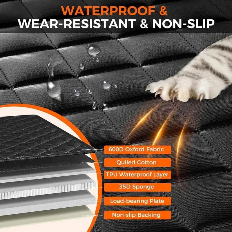 Nw7Lbs Back Seat Extender for Dogs Hard Bottom Dog Car Seat Extender Waterproof Foldable Backseat Cover & Travel Bed for Car Solid Pattern Machine Washable