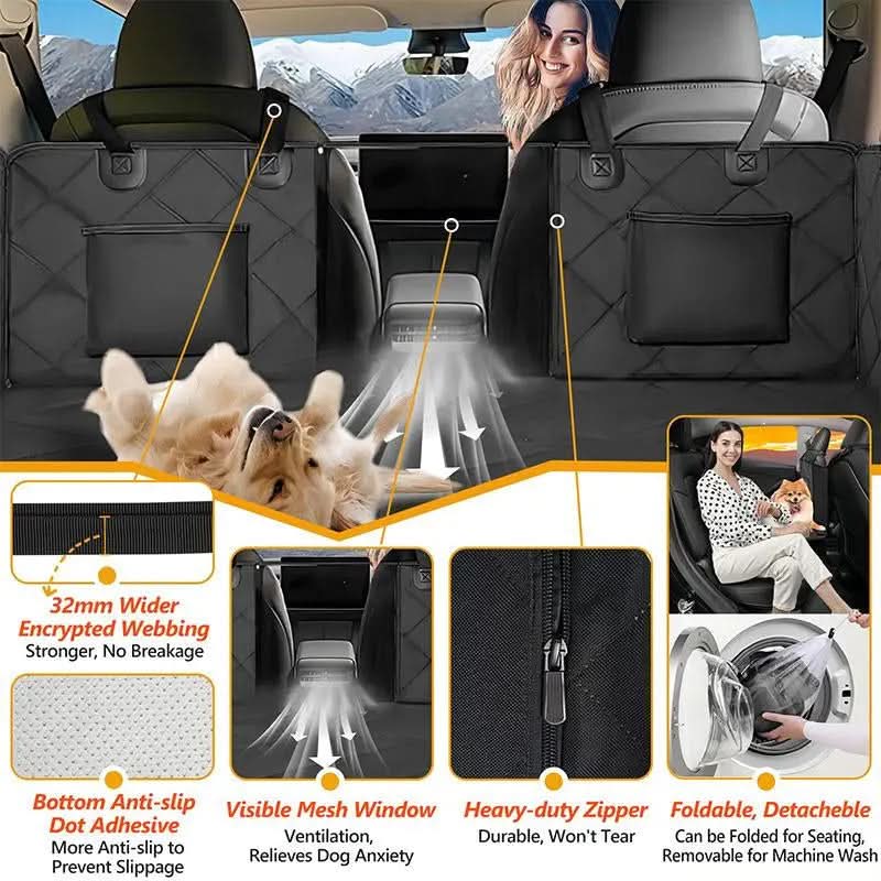 Nw7Lbs Back Seat Extender for Dogs Hard Bottom Dog Car Seat Extender Waterproof Foldable Backseat Cover & Travel Bed for Car Solid Pattern Machine Washable