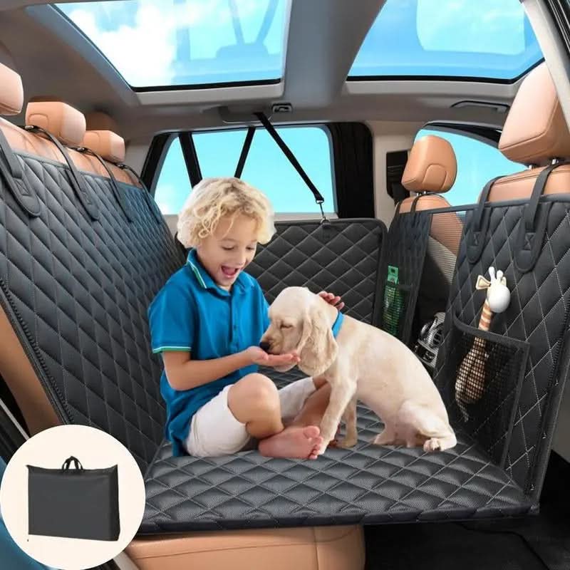 Nw7Lbs Back Seat Extender for Dogs Hard Bottom Dog Car Seat Extender Waterproof Foldable Backseat Cover & Travel Bed for Car Solid Pattern Machine Washable
