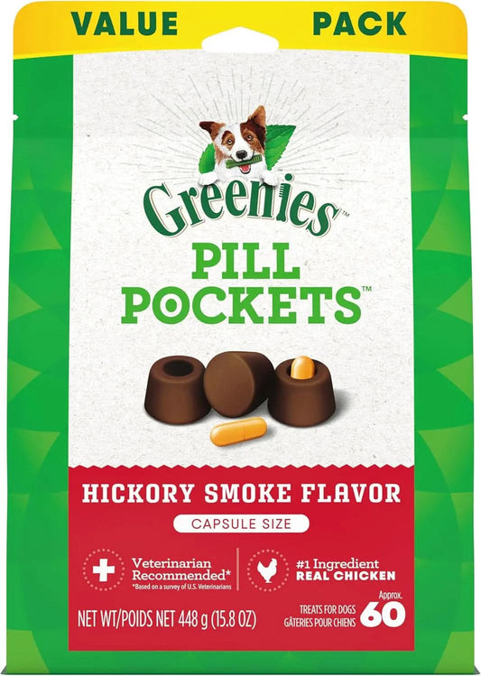 Pill Pockets for Large Dogs, Soft Treats with Hickory Smoke Flavor, 15.8 Oz. Pouch (60 Treats)