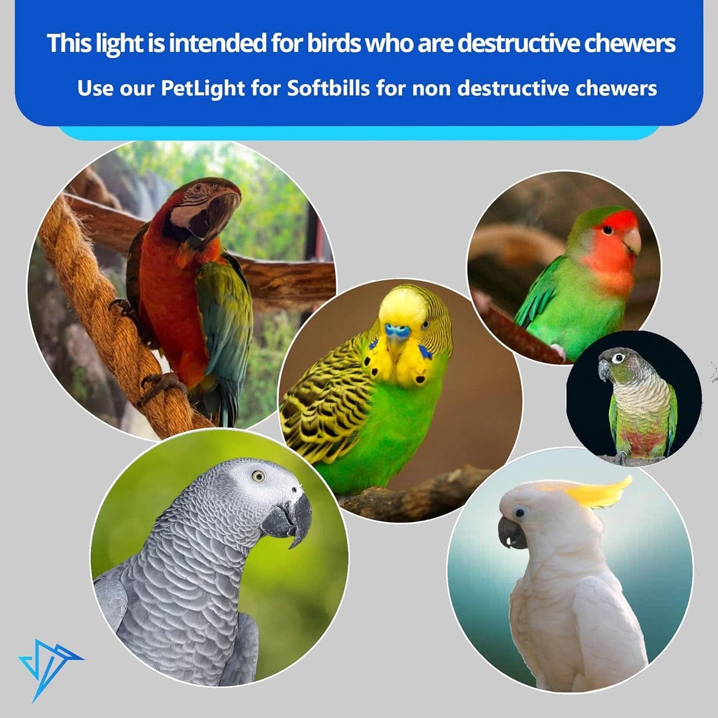 Happybird Full Spectrum LED Lighting for Bird Cages with Chew Guard - Safe and Easy to Install 18" Light for Hookbill Birds - Simulates Natural Environment