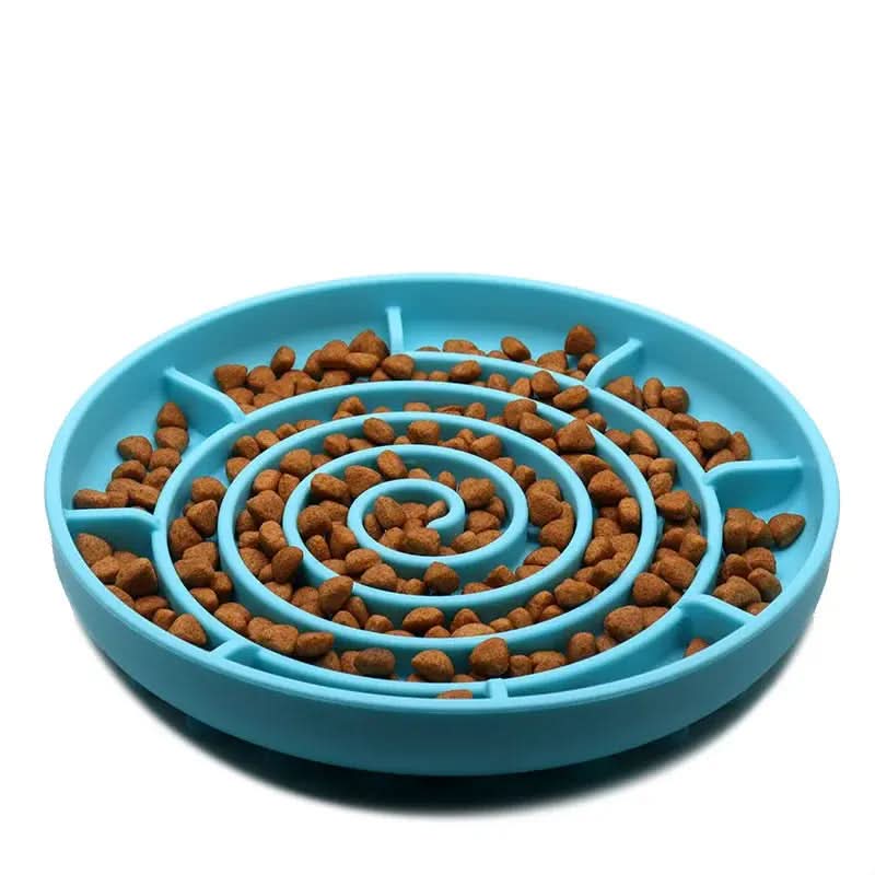 Slow Feed Anti-Slip Bowl for Cats and Puppies - Silicone Food Plate to Prevent Choking and Spills