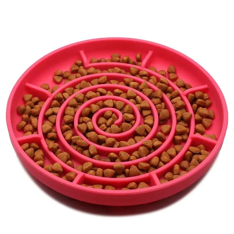 Slow Feed Anti-Slip Bowl for Cats and Puppies - Silicone Food Plate to Prevent Choking and Spills