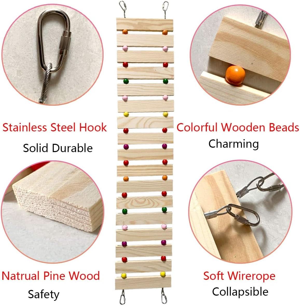 Natural Wood Chicken Coop Accessories - Ladder, Swing, and Perch for Hens, Roosters, and Chicks