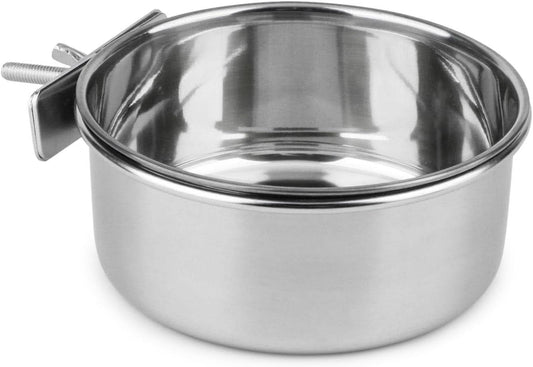 Large Stainless Steel Bird Food and Water Bowl for Parrots, Parakeets, Dogs, Cats, and Rabbits (5.5 x 2.3 inches)