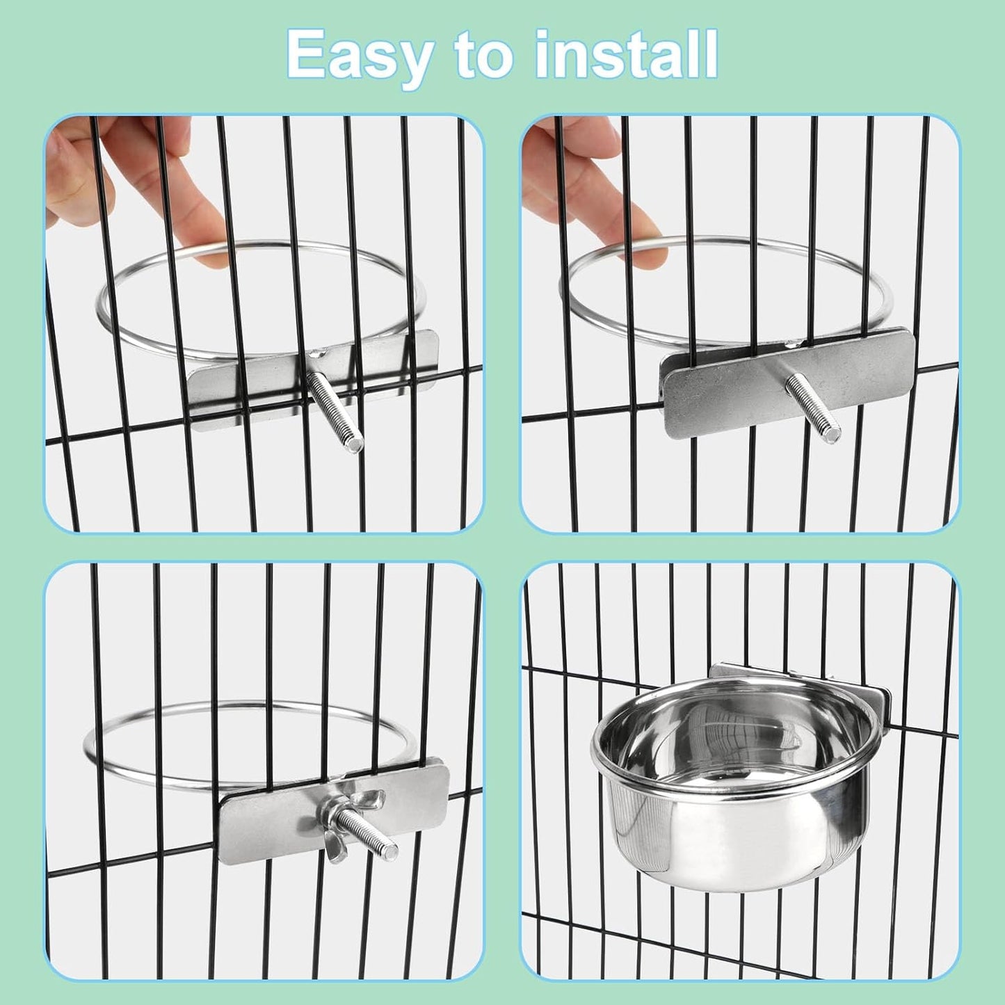 Large Stainless Steel Bird Food and Water Bowl for Parrots, Parakeets, Dogs, Cats, and Rabbits (5.5 x 2.3 inches)
