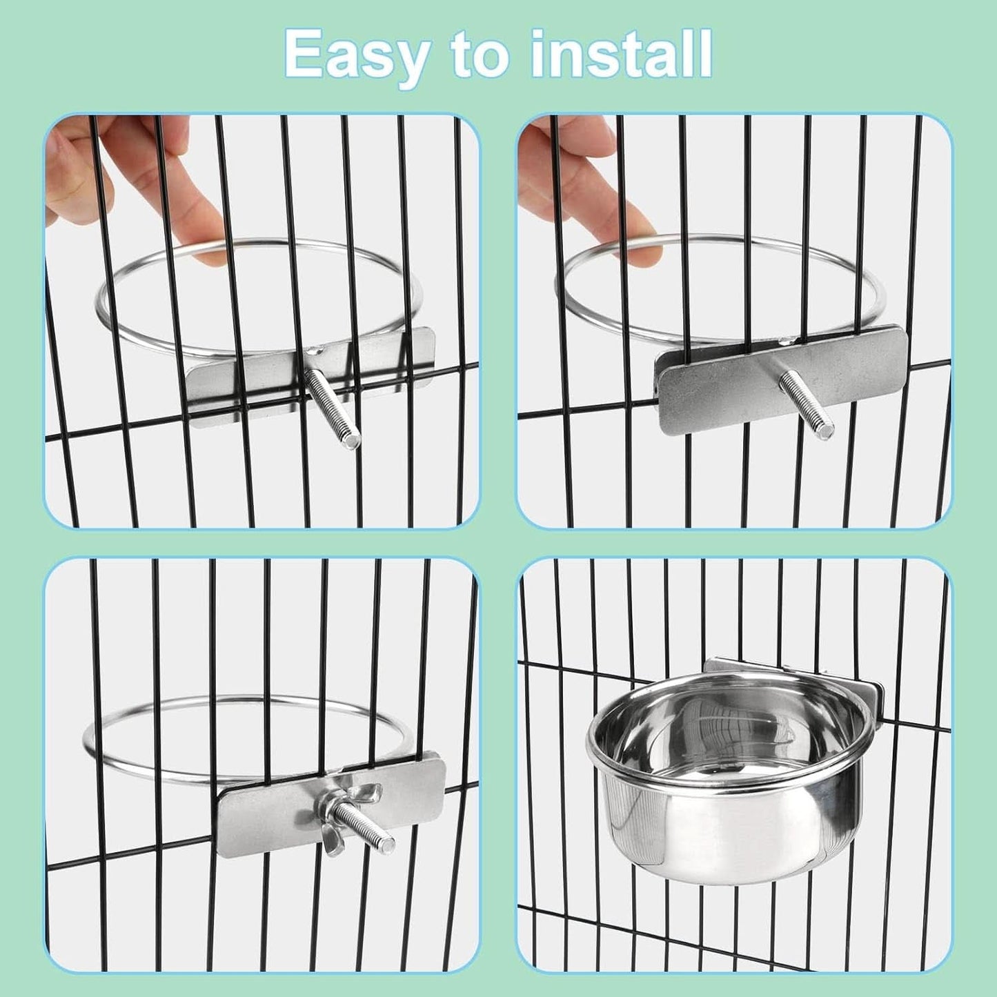 Large Stainless Steel Bird Food and Water Bowl for Parrots, Parakeets, Dogs, Cats, and Rabbits (5.5 x 2.3 inches)
