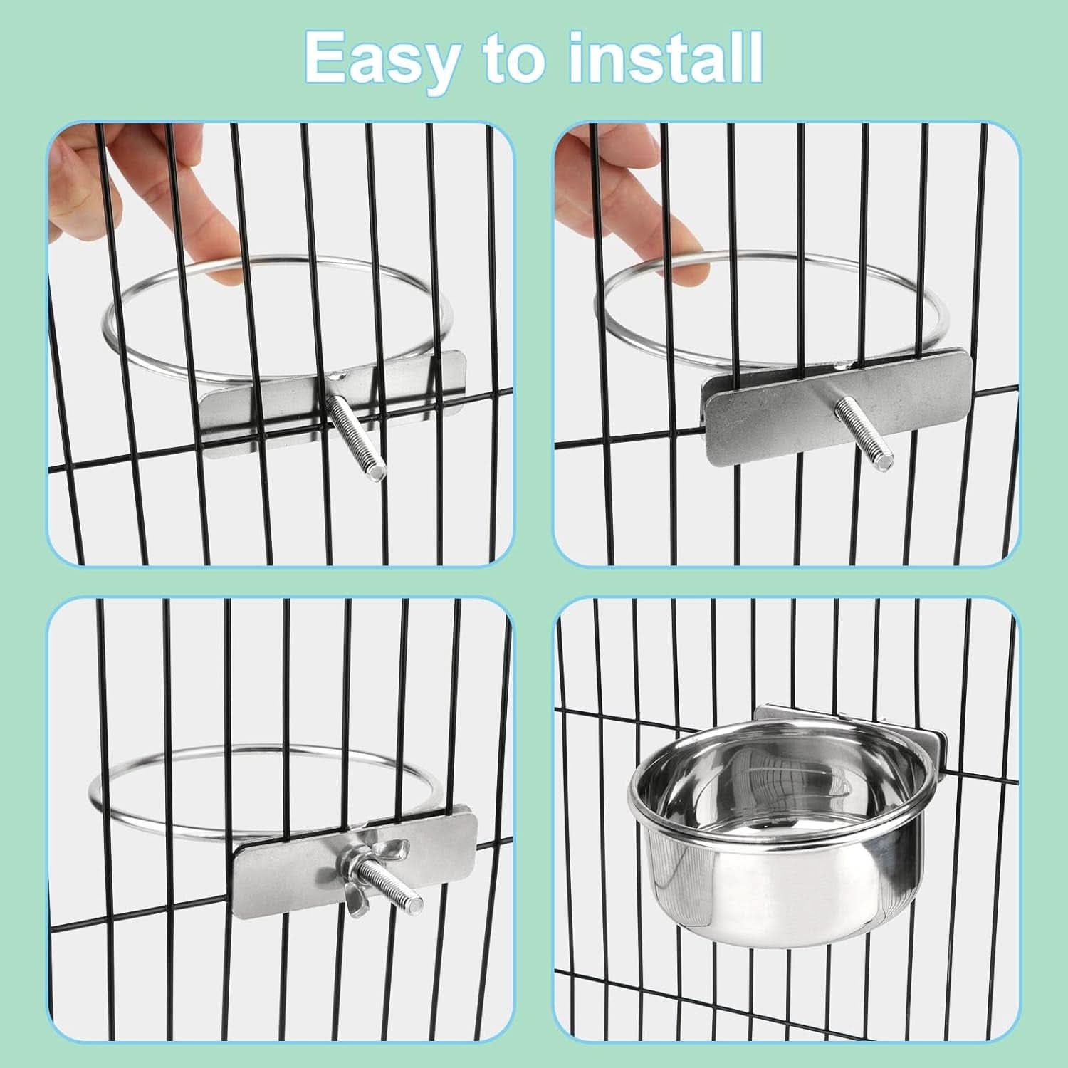 Large Stainless Steel Bird Food and Water Bowl for Parrots, Parakeets, Dogs, Cats, and Rabbits (5.5 x 2.3 inches)