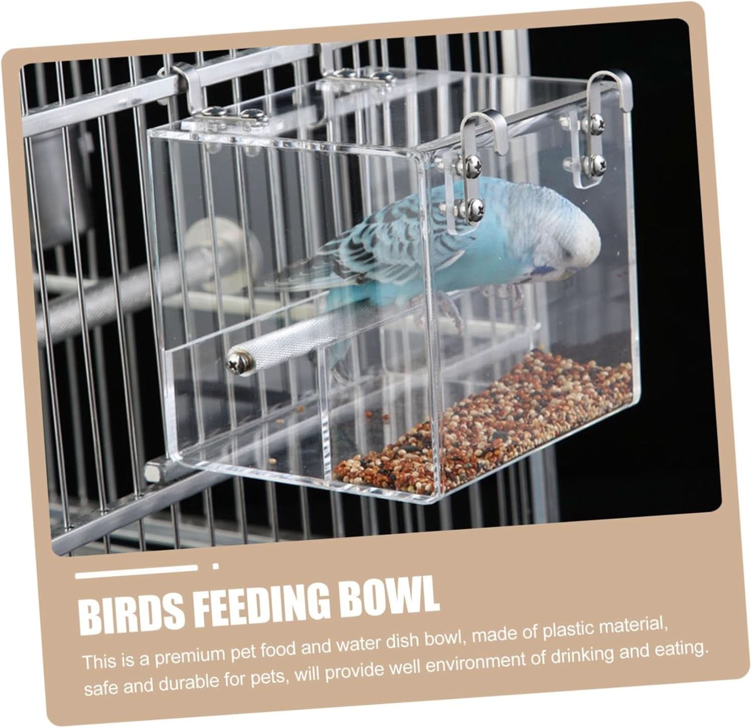 No-Mess Bird Feeder with Hooks - Premium Cage Accessories for Parrots, Parakeets, Canaries, Cockatiels, and Finches