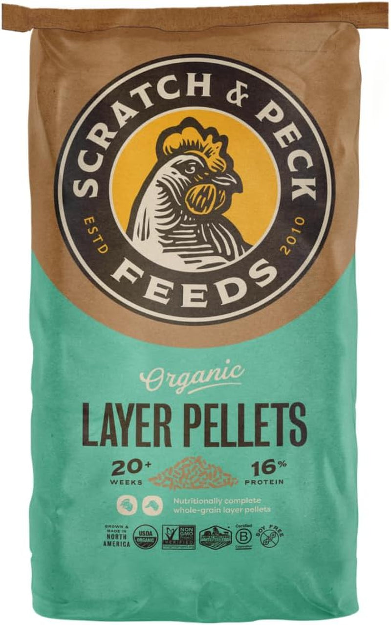 Organic Whole Grain Layer Pellets for Chickens and Ducks - 25 lb Bag - Corn-Free, Soy-Free, 16% Protein, Non-GMO Project Verified
