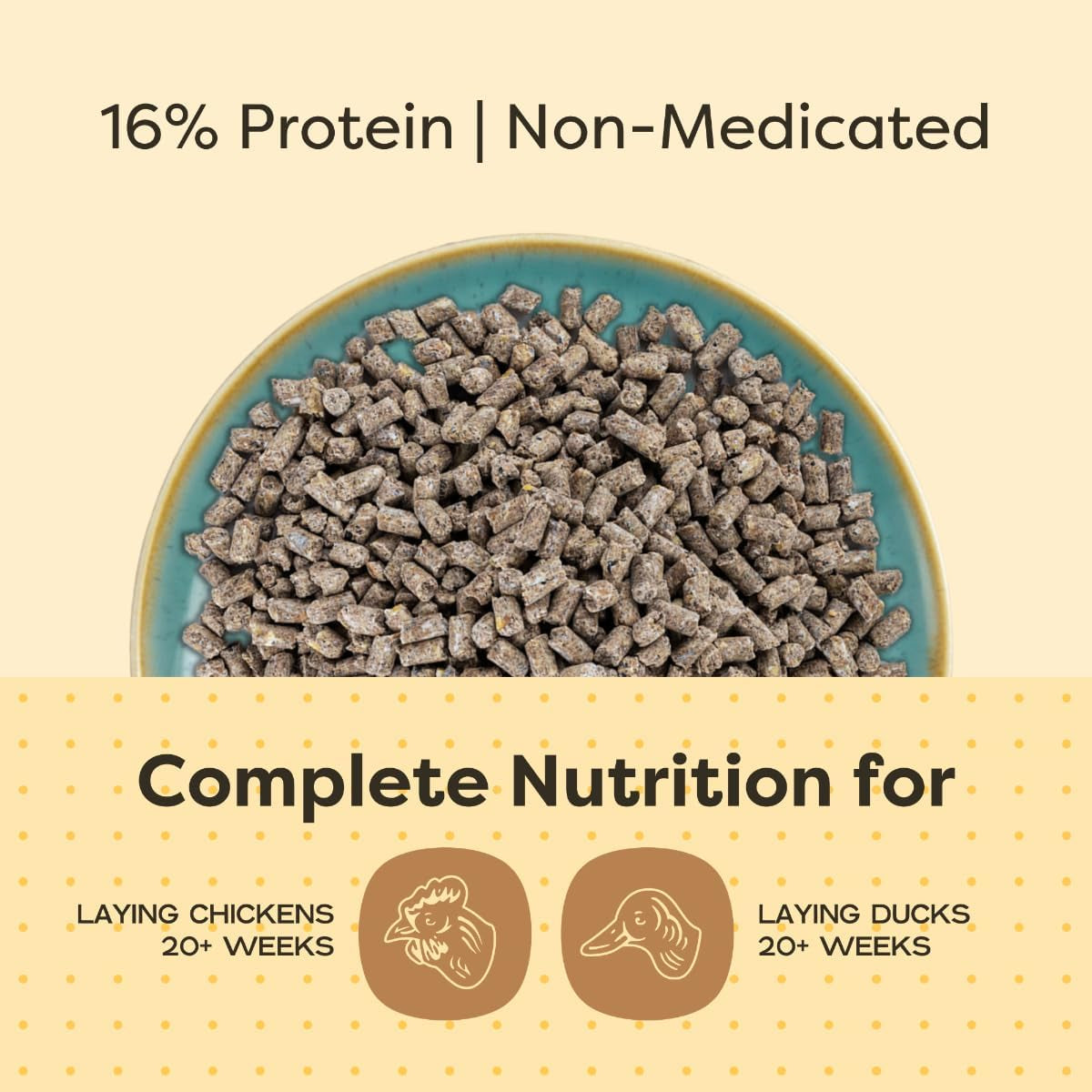 Organic Whole Grain Layer Pellets for Chickens and Ducks - 25 lb Bag - Corn-Free, Soy-Free, 16% Protein, Non-GMO Project Verified
