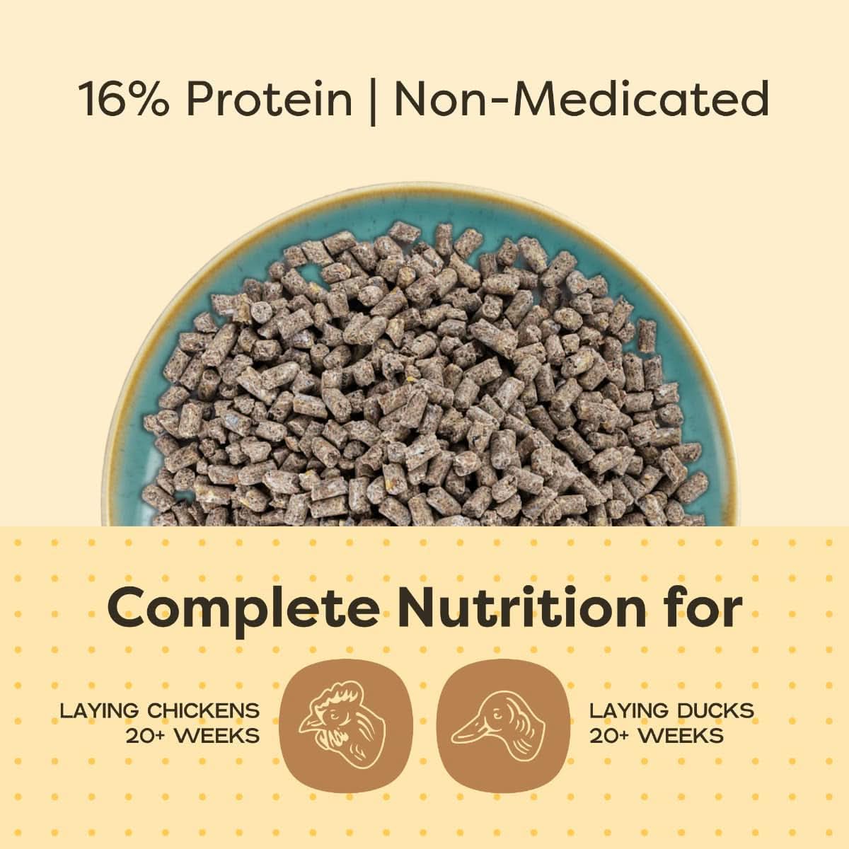 Organic Whole Grain Layer Pellets for Chickens and Ducks - 25 lb Bag - Corn-Free, Soy-Free, 16% Protein, Non-GMO Project Verified