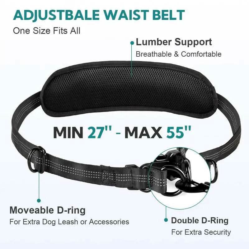 Hands Free Dog Leash with Pouch, 1Pc Retractable Bungee Dog Leash with Double Padded Handles, Dog Waist Leash for Dog Walking, Running Leash for Dogs