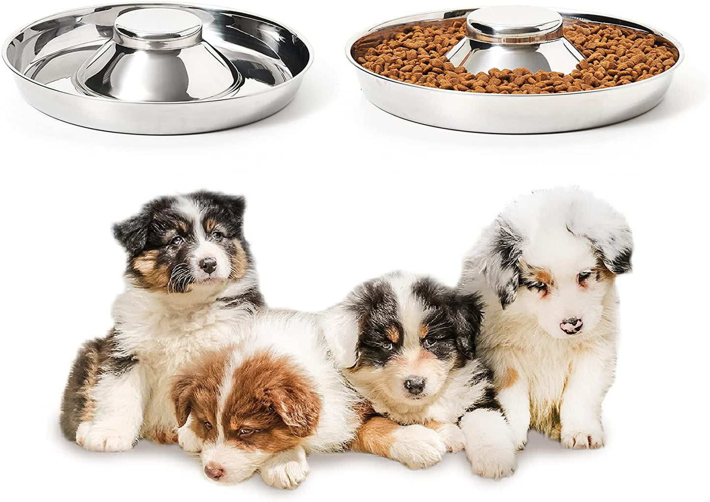 Stainless Steel Dog Bowls Set of 2 - Food and Water Feeders for Small, Medium, and Large Dogs