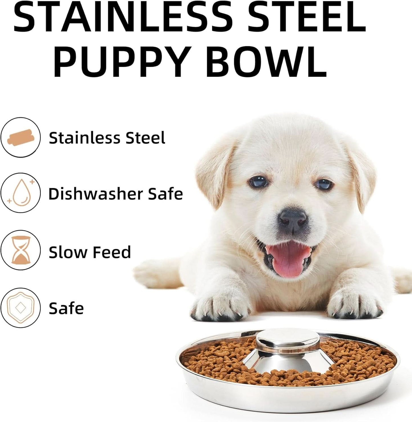 Stainless Steel Dog Bowls Set of 2 - Food and Water Feeders for Small, Medium, and Large Dogs