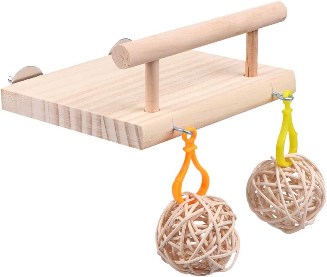 Wooden Bird Perches and Play Gym for Parrots and Small Pets - Includes Swing, Rattan Ball, and Ferris Wheel Ladder for Training and Enrichment