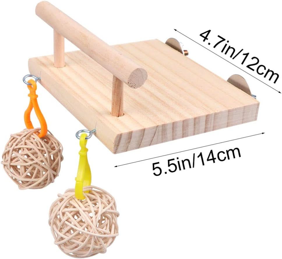 Wooden Bird Perches and Play Gym for Parrots and Small Pets - Includes Swing, Rattan Ball, and Ferris Wheel Ladder for Training and Enrichment