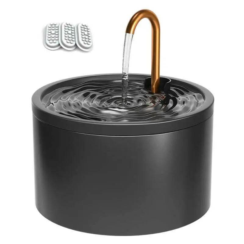 DOOOB Matte Black Ultra-Quiet Cat Water Fountain | 2.1L + 6-Layer Filter + Copper Spout + Night Light