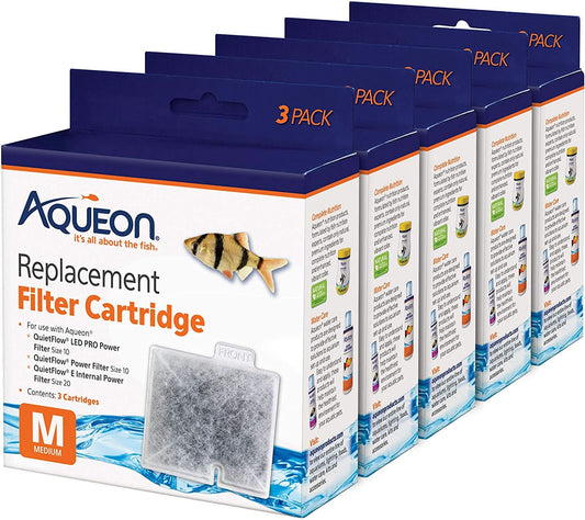 Medium Replacement Filter Cartridges for Aquariums - 15 Pack
