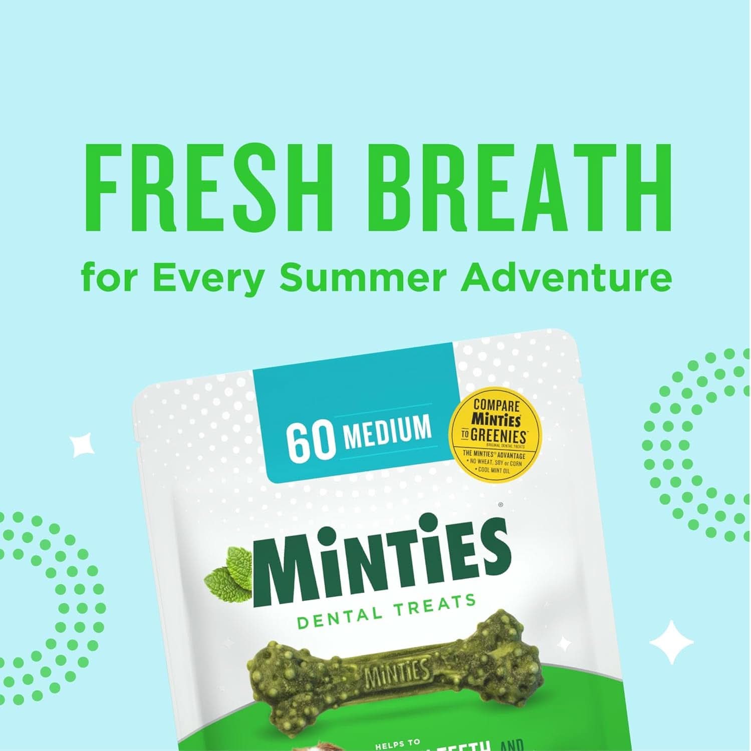 Dental Chews for Medium Dogs (25-50 lbs) - 20 Count, Vet-Recommended Mint-Flavored Treats for Dental Health, Fresh Breath, and Plaque Removal