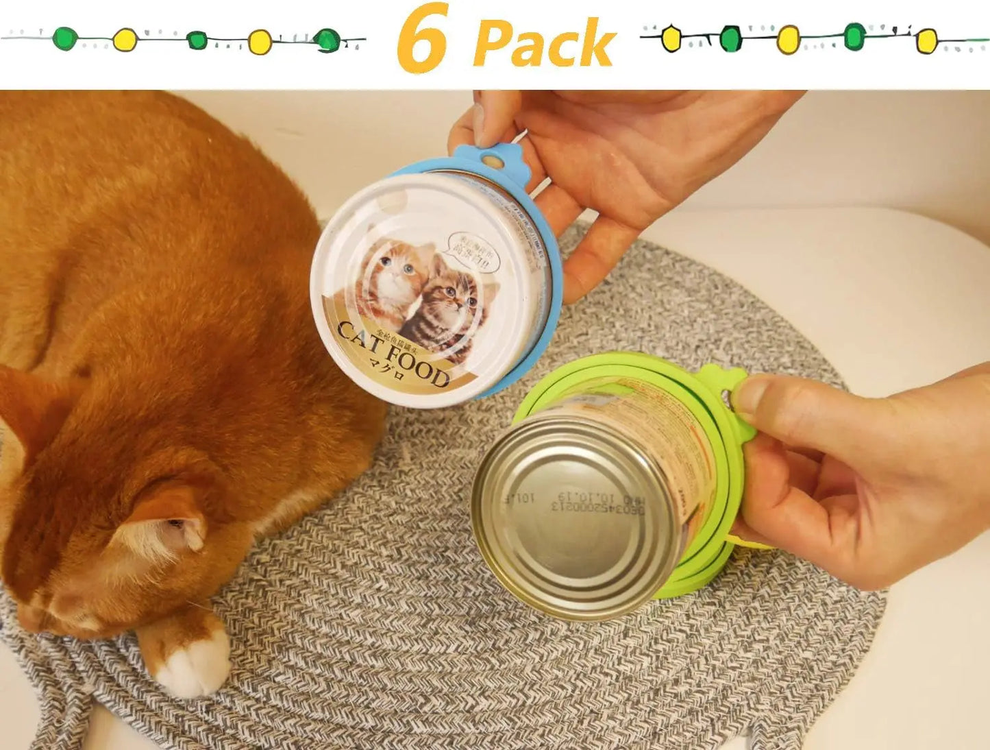 Silicone Pet Food Can Covers - 6 Pack Universal Lids for Standard Size Cans