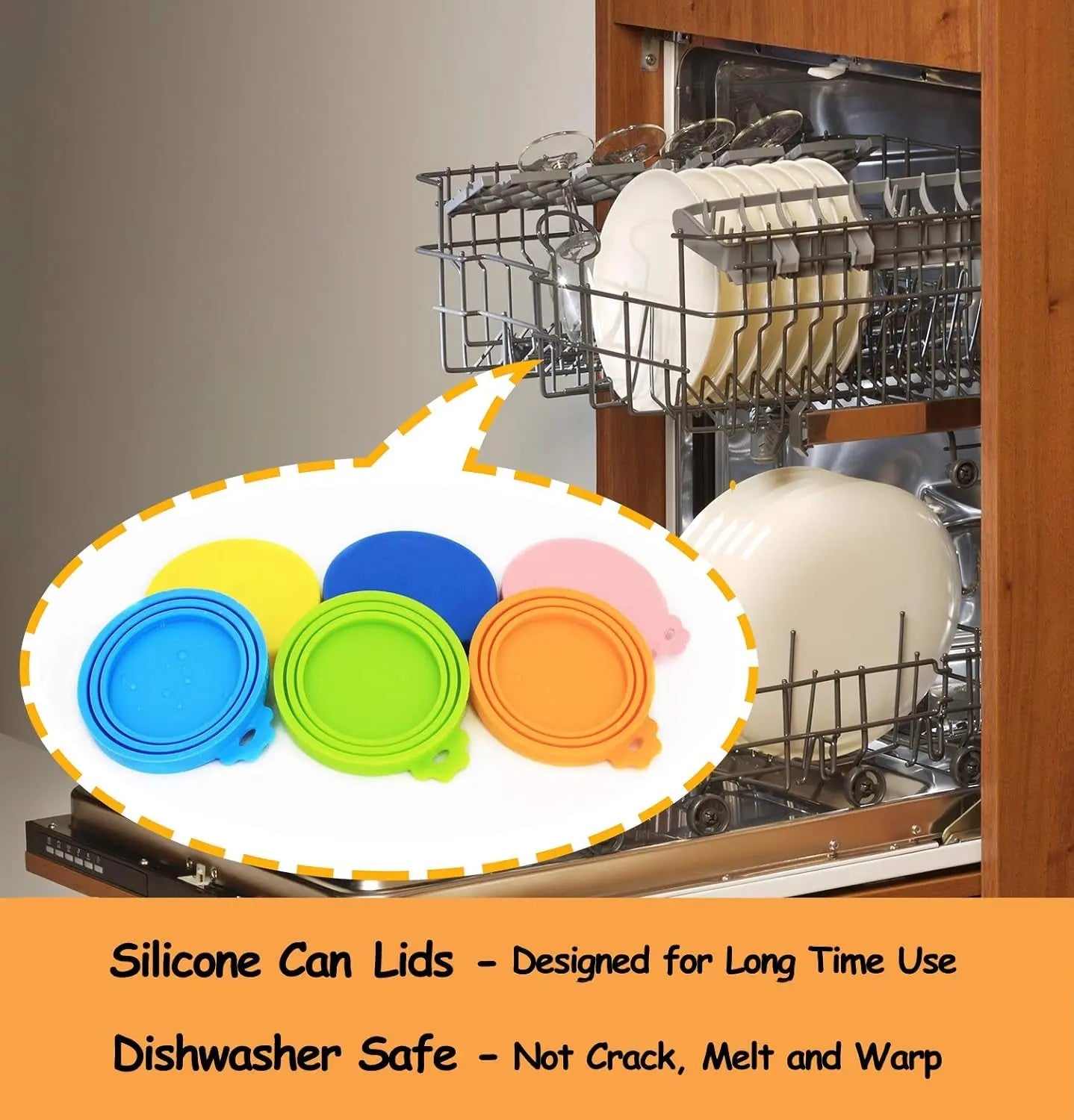 Silicone Pet Food Can Covers - 6 Pack Universal Lids for Standard Size Cans