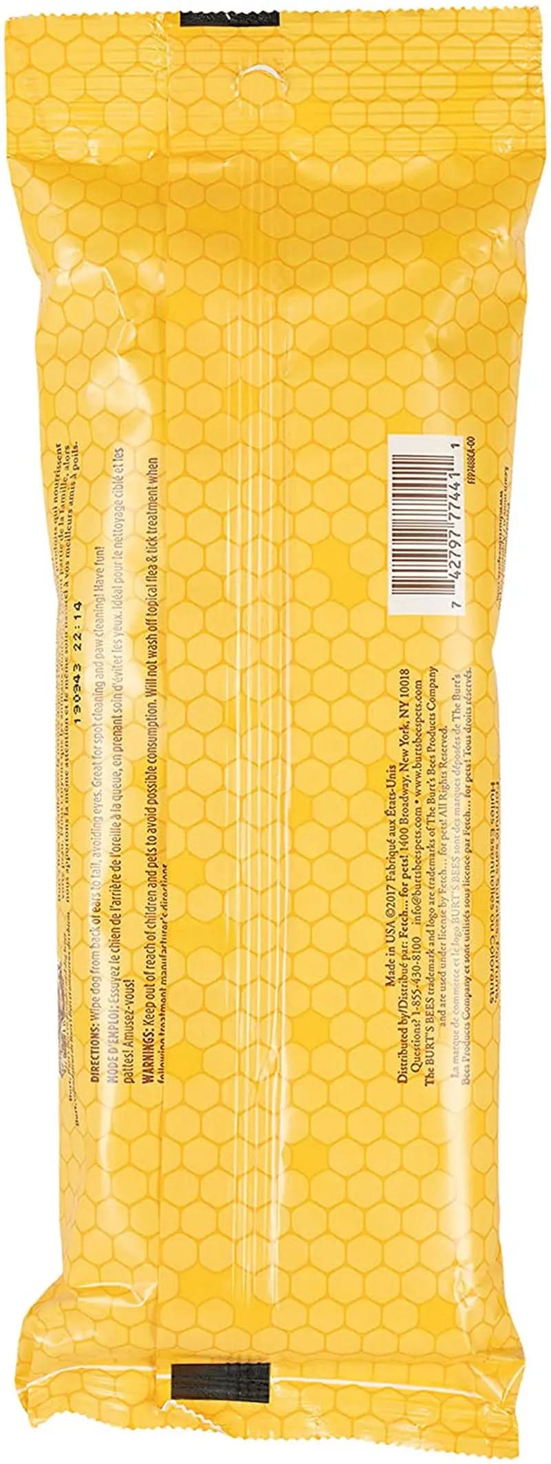 Multipurpose Hypoallergenic Dog Wipes with Honey, 98% Natural Ingredients, Canine Cleaning Sheets for Paws and Rear, 3-Pack, 50 Count