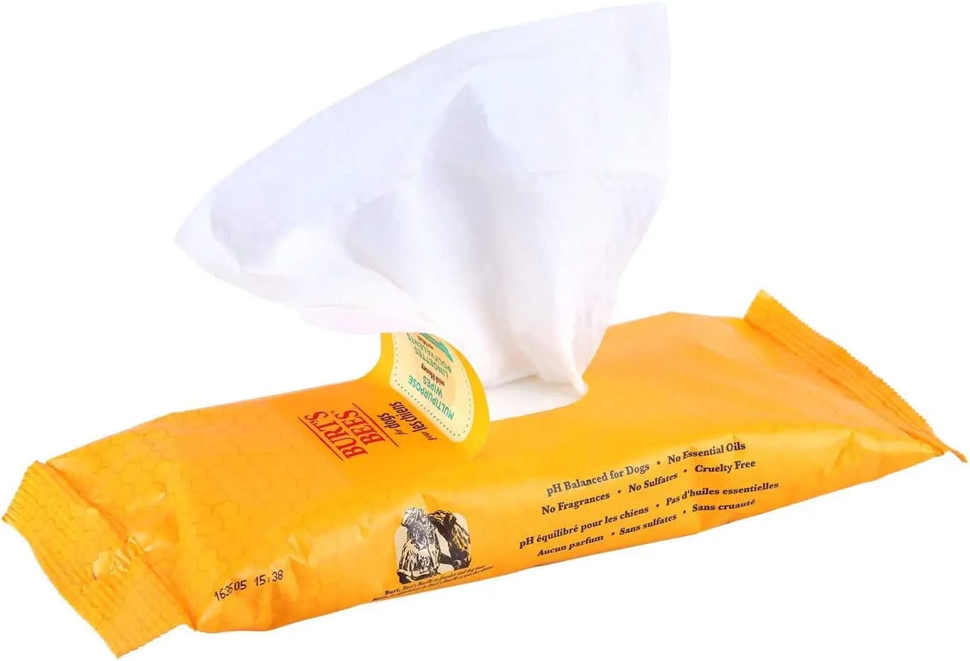 Multipurpose Hypoallergenic Dog Wipes with Honey, 98% Natural Ingredients, Canine Cleaning Sheets for Paws and Rear, 3-Pack, 50 Count