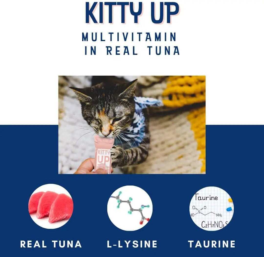 Lickable Cat Treats - Real Tuna Multivitamin Puree with Lysine & Taurine for Indoor Cats | Grain-Free Squeeze Tube (50 Count)