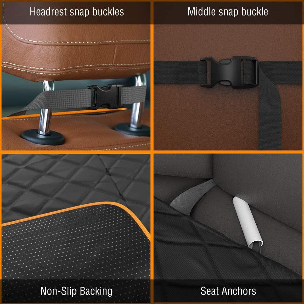 Waterproof Dog Car Seat Cover - Universal Front Seat Protector for SUVs, Trucks, and Sedans - Pet Safety Travel Comfort System in Orange