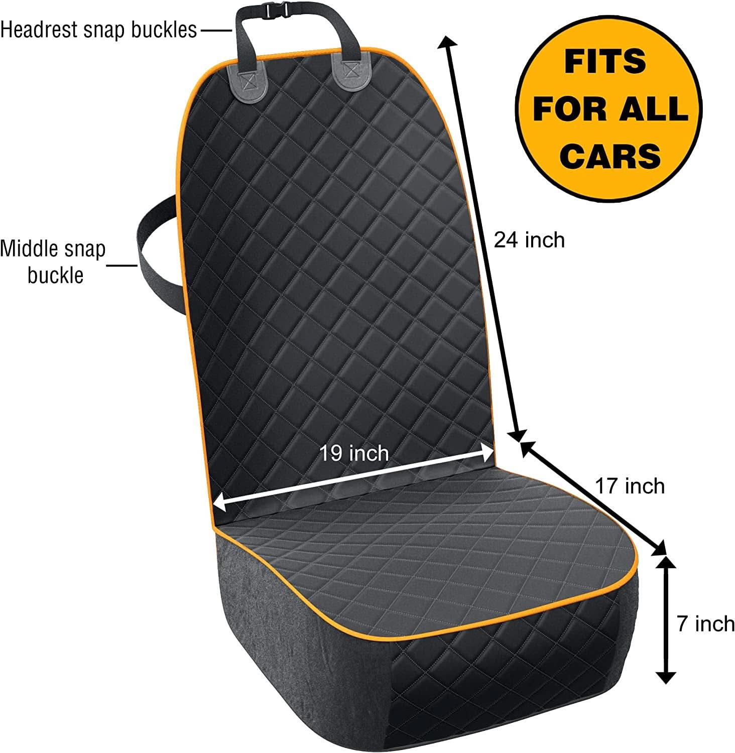Waterproof Dog Car Seat Cover - Universal Front Seat Protector for SUVs, Trucks, and Sedans - Pet Safety Travel Comfort System in Orange