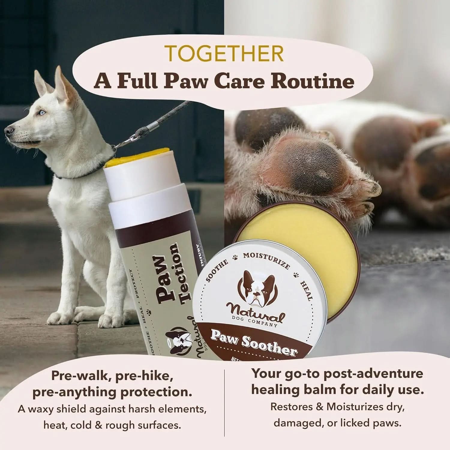 Pawtection Balm - Moisturizing Paw Protector for Dogs, Soothes Dry and Cracked Pads, Shields Against Extreme Weather, Ideal for Allergies and Itching (0.15 Oz Stick)