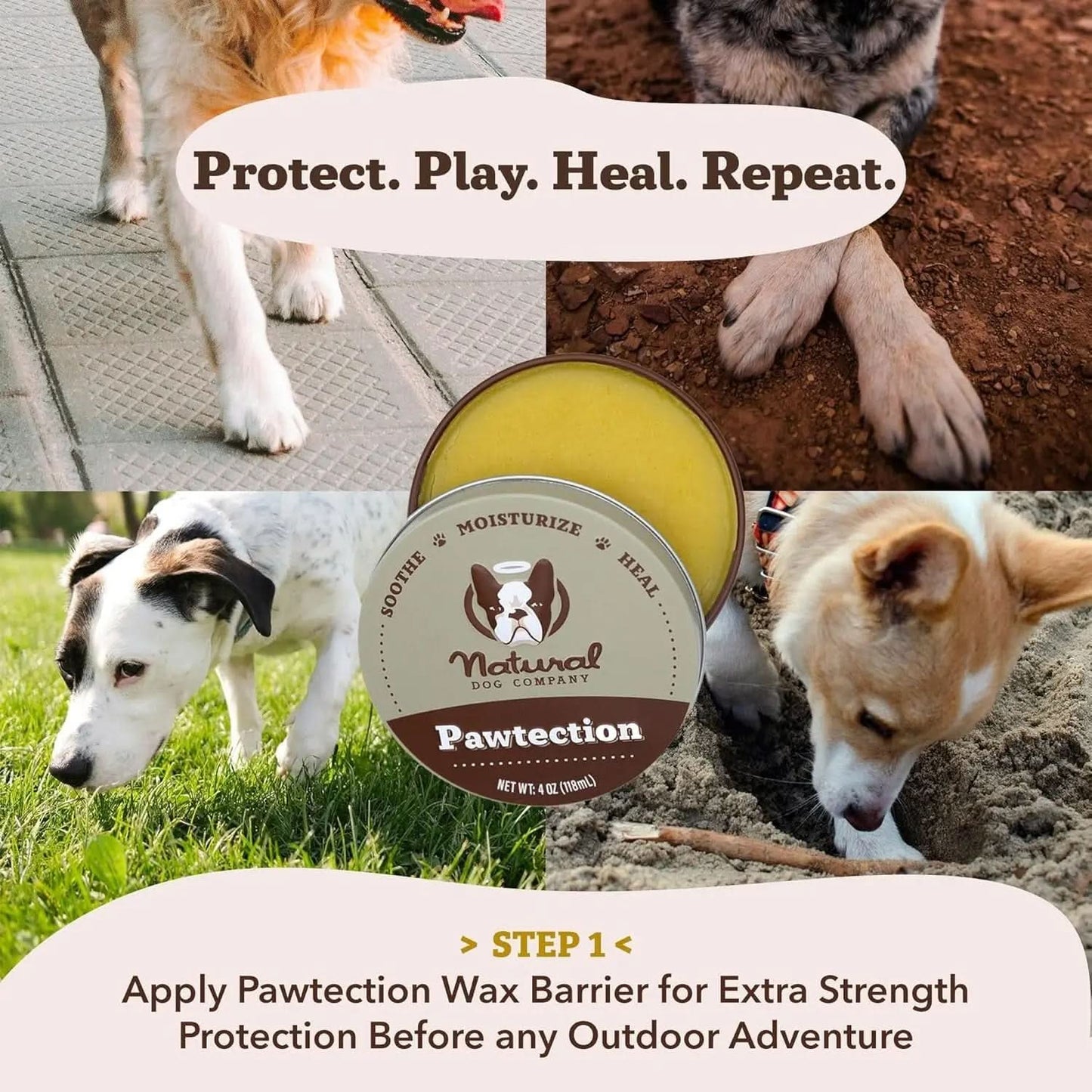 Pawtection Balm - Moisturizing Paw Protector for Dogs, Soothes Dry and Cracked Pads, Shields Against Extreme Weather, Ideal for Allergies and Itching (0.15 Oz Stick)