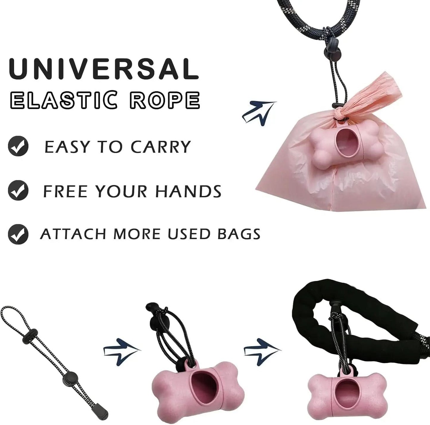 Dog Waste Bag Dispenser with Leak-Proof Scented Bags and Secure Carabiner - Includes 2 Holders and 30 Bags (Pink)