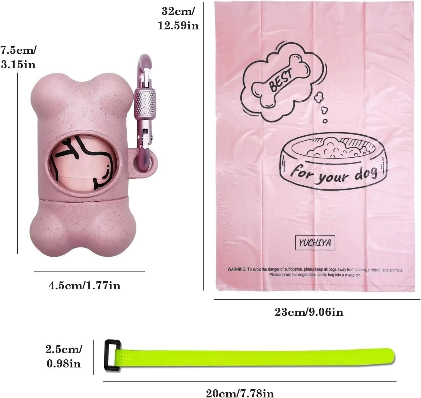 Dog Waste Bag Dispenser with Leak-Proof Scented Bags and Secure Carabiner - Includes 2 Holders and 30 Bags (Pink)