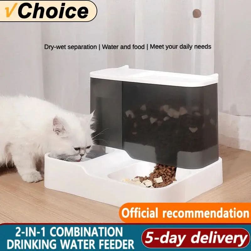Large Capacity Automatic Cat Food Dispenser Drinking Water Bowl Pet Supplies Wet and Dry Separation Dog Food Container