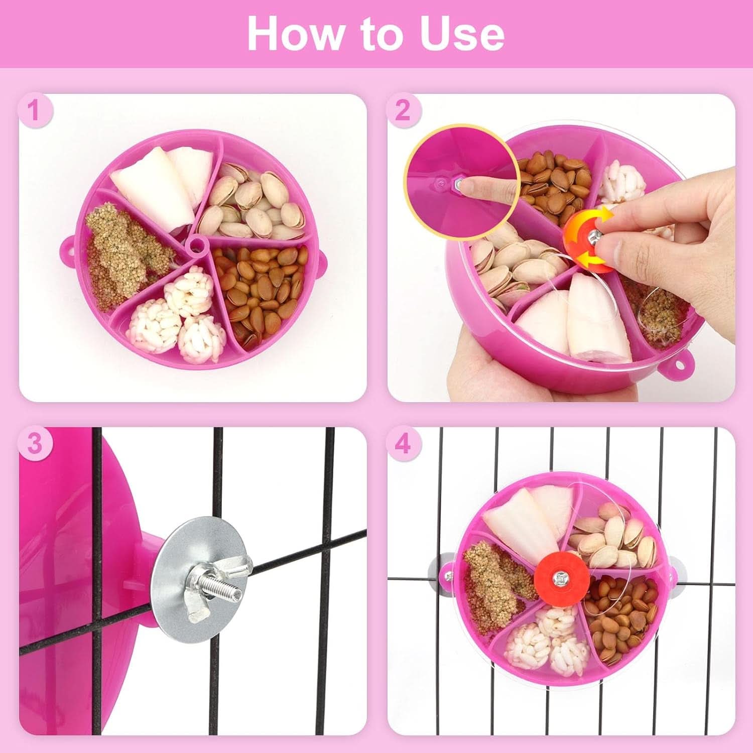 Bird Creative Foraging System Rotating Seed Ball Training Toy for Small to Medium Parrots, Parakeets, Cockatiels, and Conures (Purple)