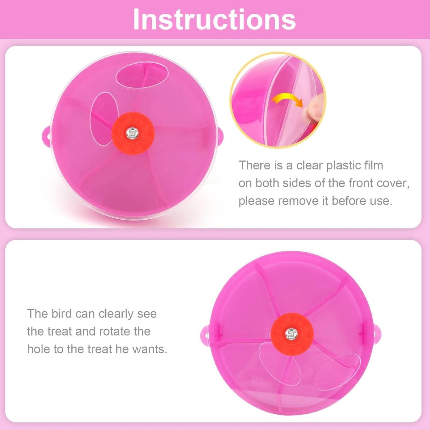 Bird Creative Foraging System Rotating Seed Ball Training Toy for Small to Medium Parrots, Parakeets, Cockatiels, and Conures (Purple)