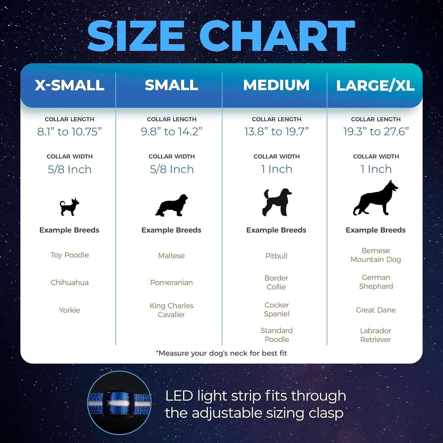 LED Dog Collar - Original USB Rechargeable, Waterproof, 1,000 Feet Visibility - Suitable for Small, Medium, and Large Dogs - US Brand