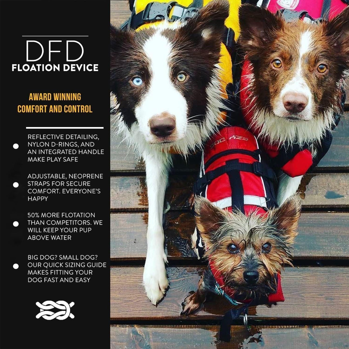 DFD Dog Life Jacket - Adjustable Safety Vest with Reflective Trim and Durable Grab Handle - Enhanced Flotation for Small Dogs - Red