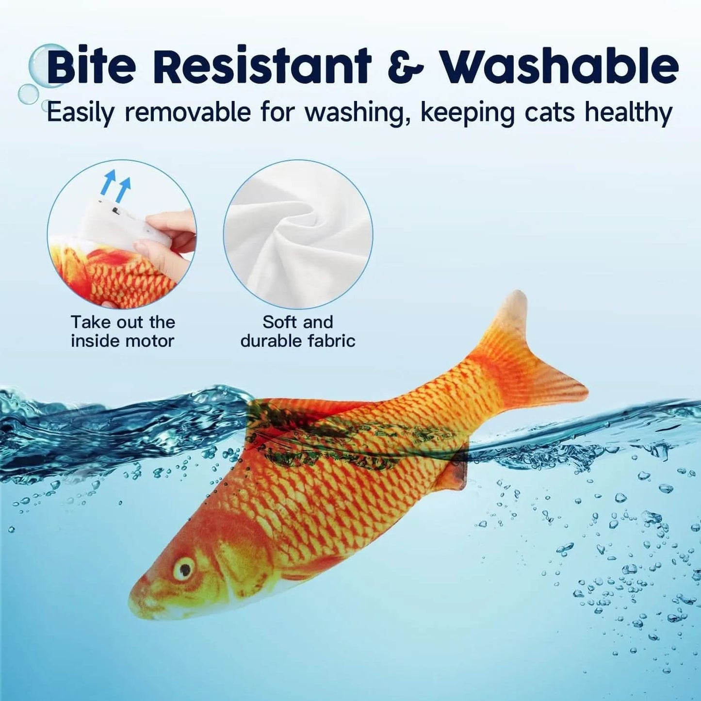 Interactive Flopping Fish Cat Toy with Silvervine and Catnip - Motion-Activated Kicker for Cats and Small Dogs, 10.5