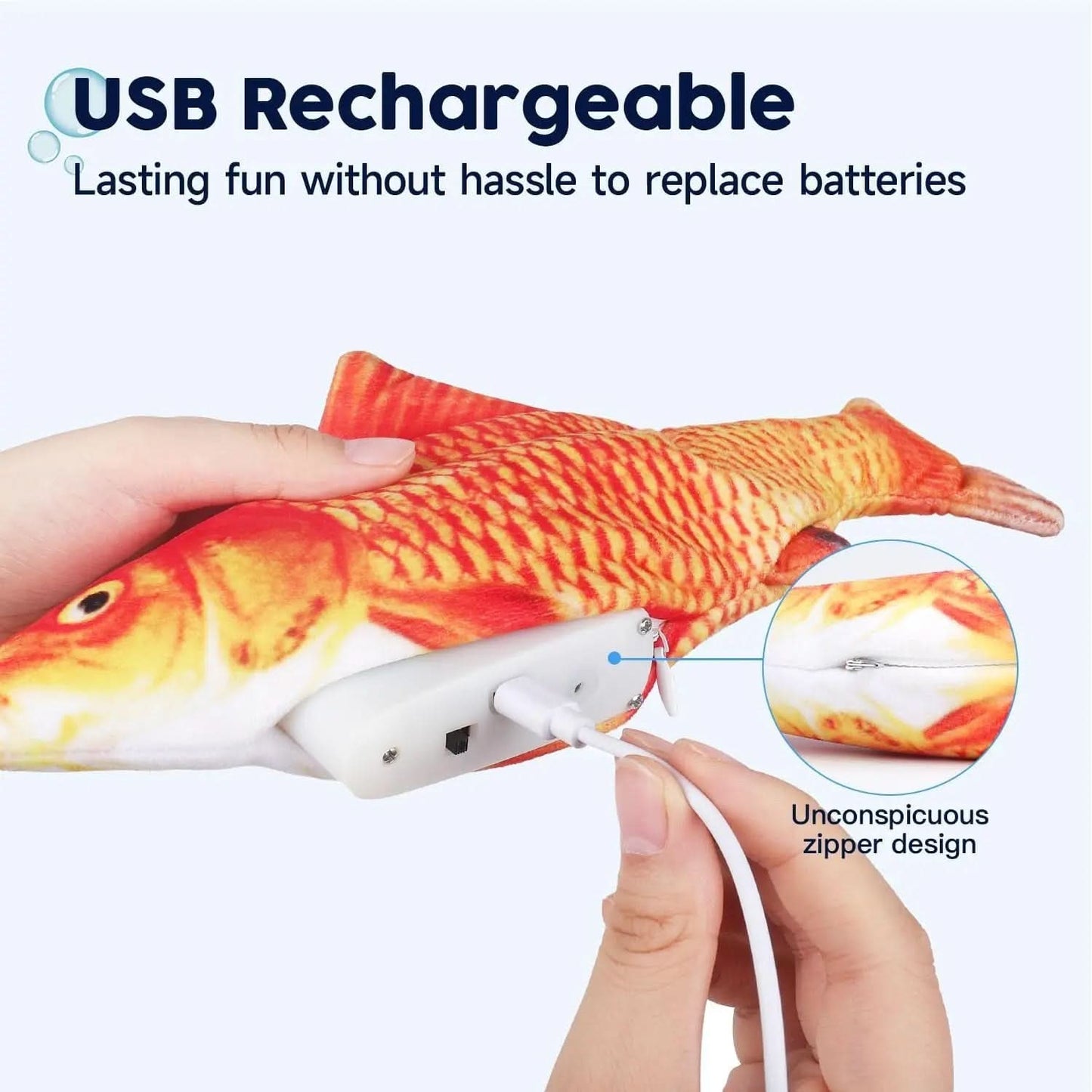 Interactive Flopping Fish Cat Toy with Silvervine and Catnip - Motion-Activated Kicker for Cats and Small Dogs, 10.5